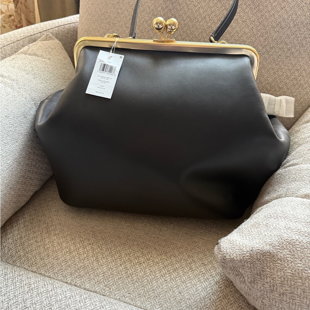 Coach Black Leather Shoulder Bag with Gold Accents - Picture 5 of 6